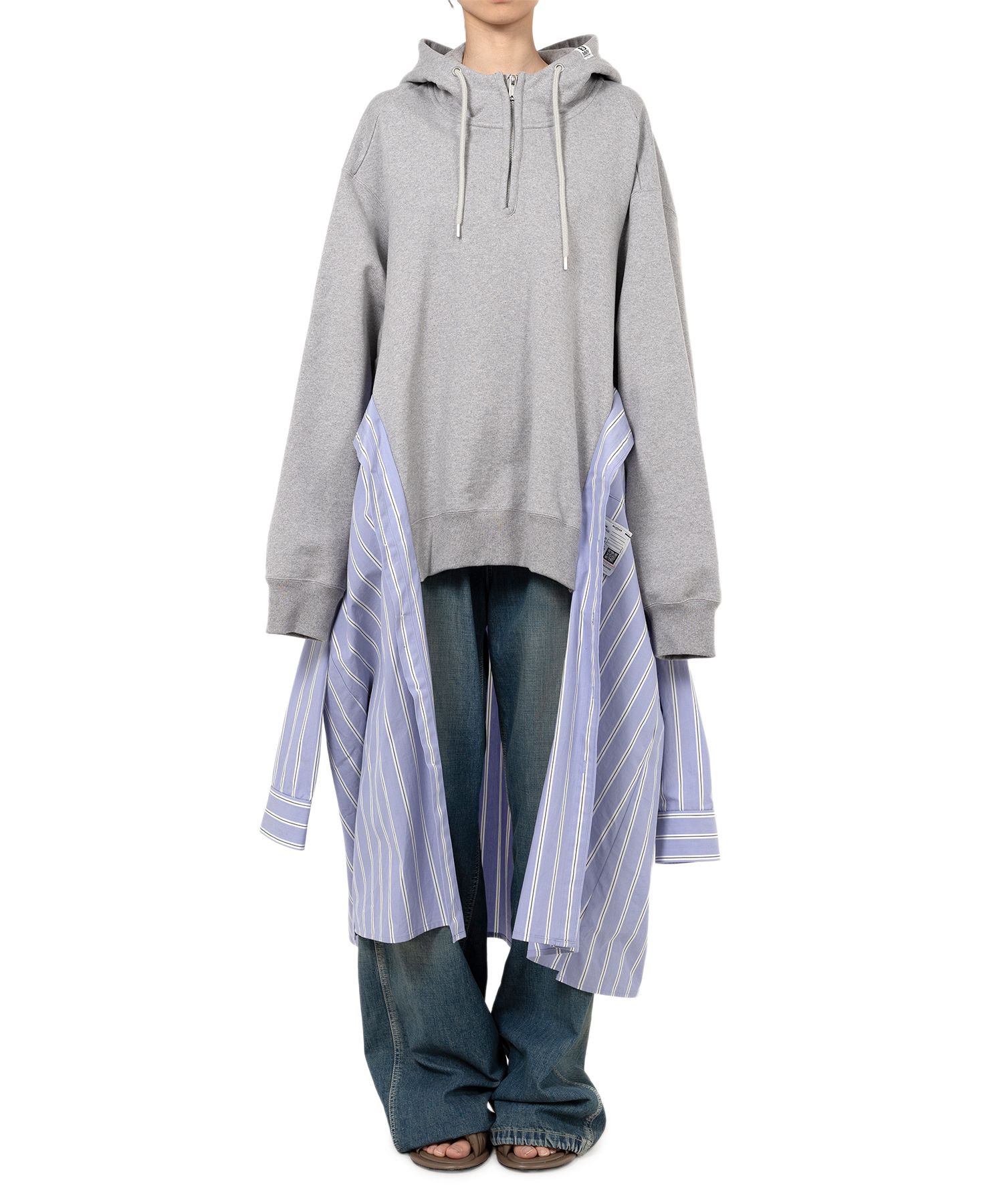 Shirt Combined Half-zip Hoodie Dress