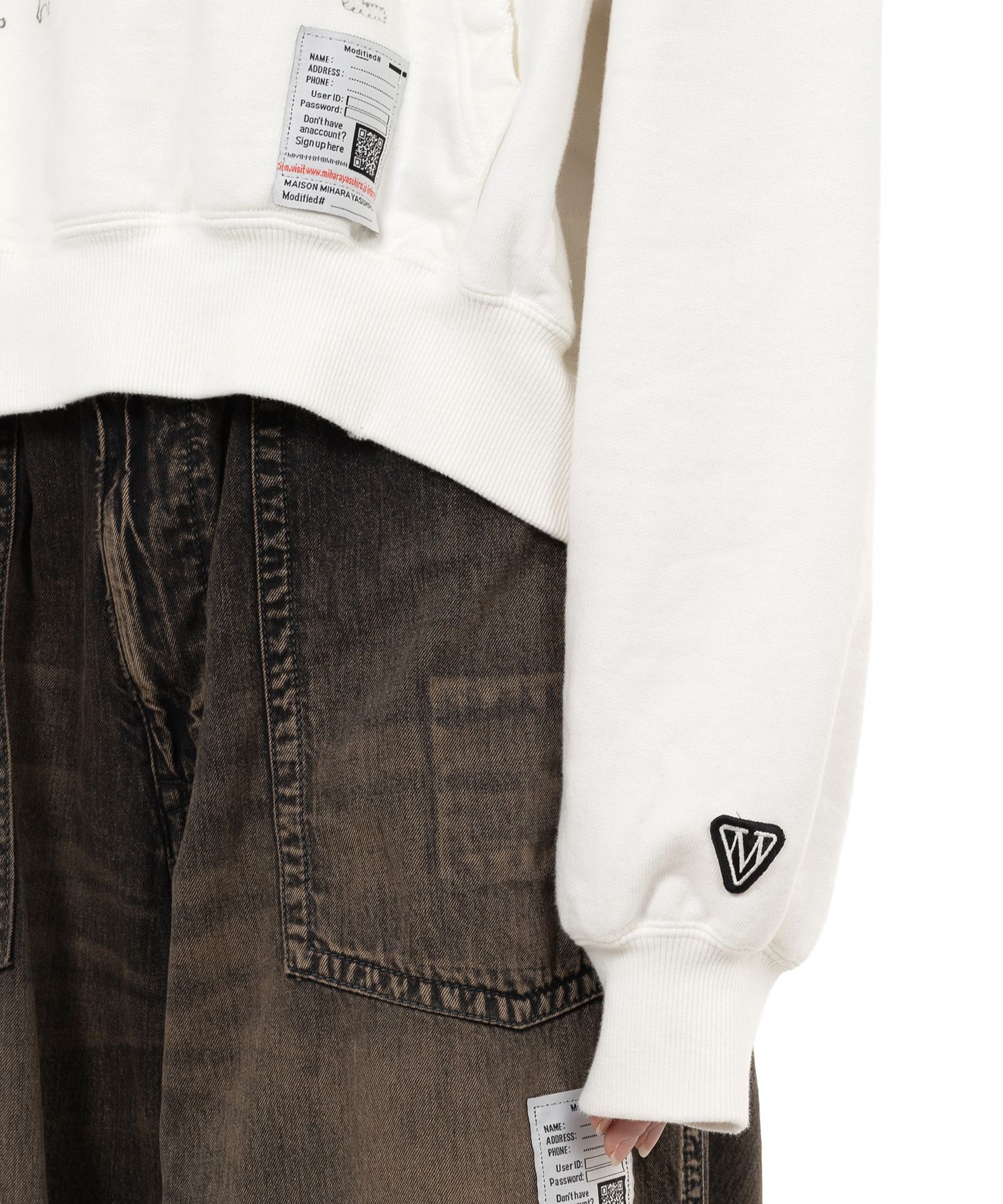 Cat Printed Embellished Distressed Hoodie