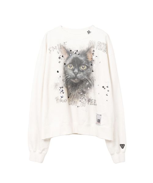 メゾンミハラヤスヒロ　Cat Print Distressed Hoodie Maison MIHARA YASUHIRO ONLINE STORE（メゾンミハラヤスヒロ