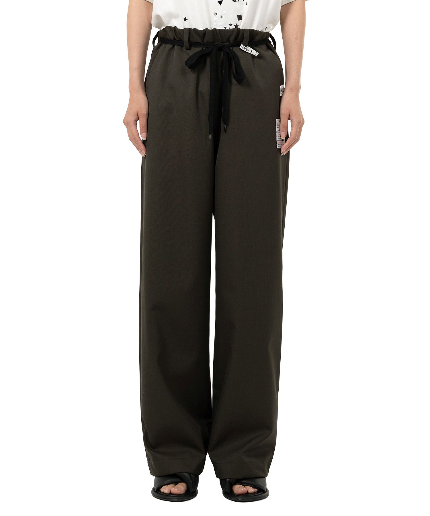 黒 サルエルパンツ ミハラヤスヒロ　MIHARA YASUHIRO Maison MIHARA YASUHIRO Loose satin Military Trousers （Black