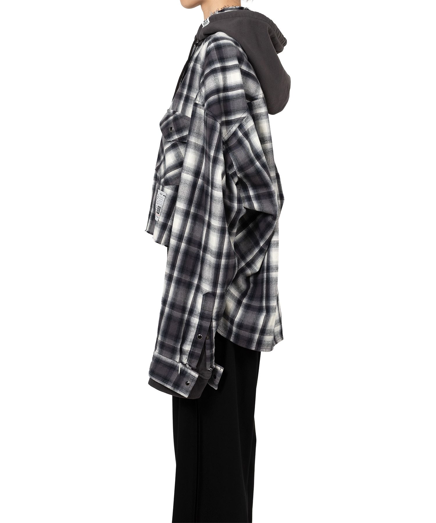 Hoodie Combine Checkered Shirt