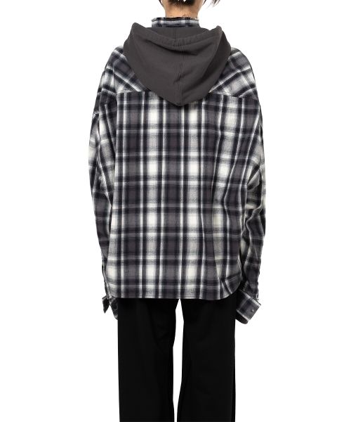 Hoodie Combine Checkered Shirt