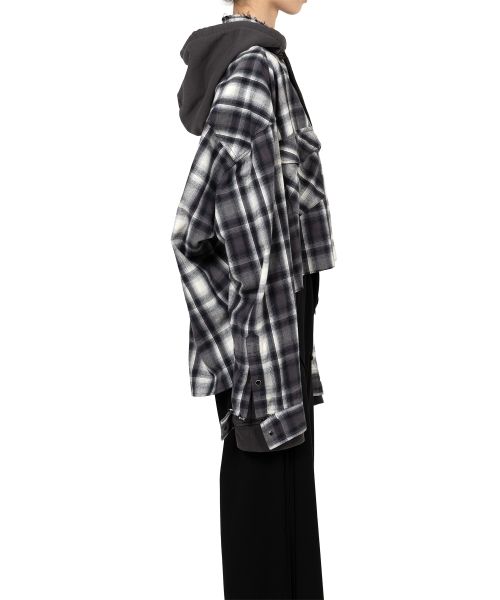 Hoodie Combine Checkered Shirt