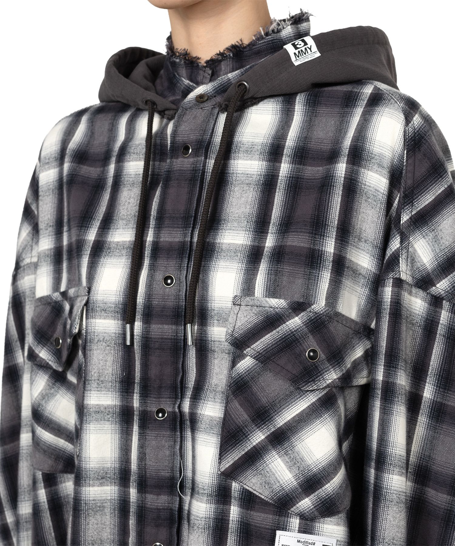 Hoodie Combine Checkered Shirt