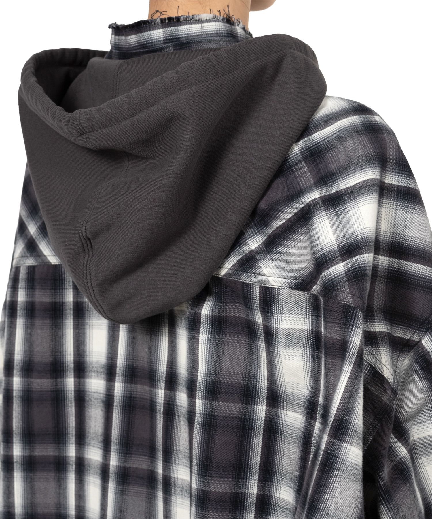 Hoodie Combine Checkered Shirt