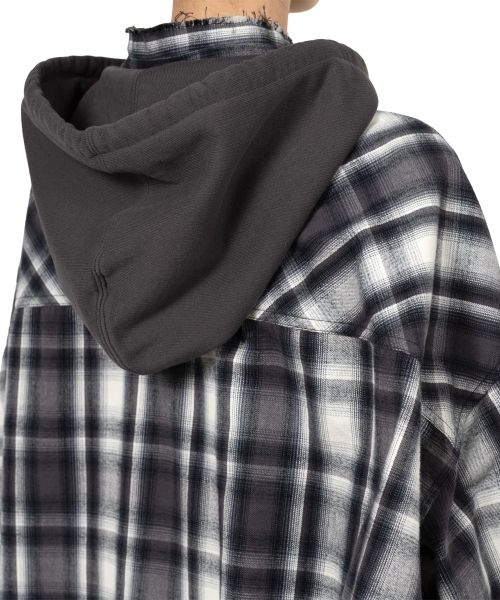 Hoodie Combine Checkered Shirt