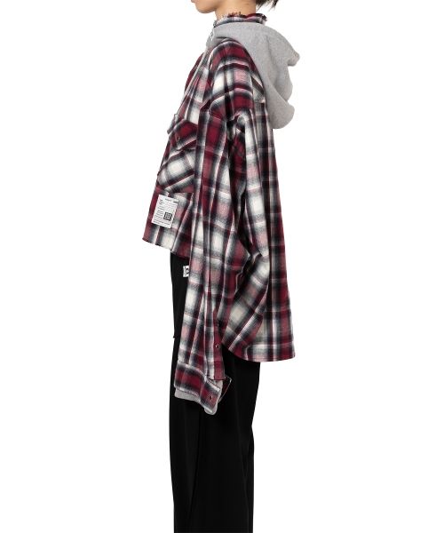 Hoodie Combine Checkered Shirt