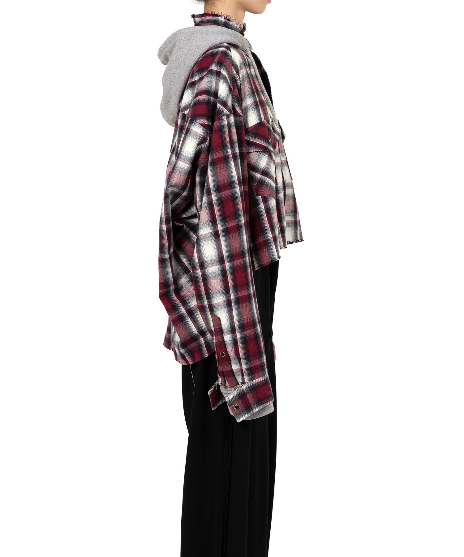 Hoodie Combine Checkered Shirt