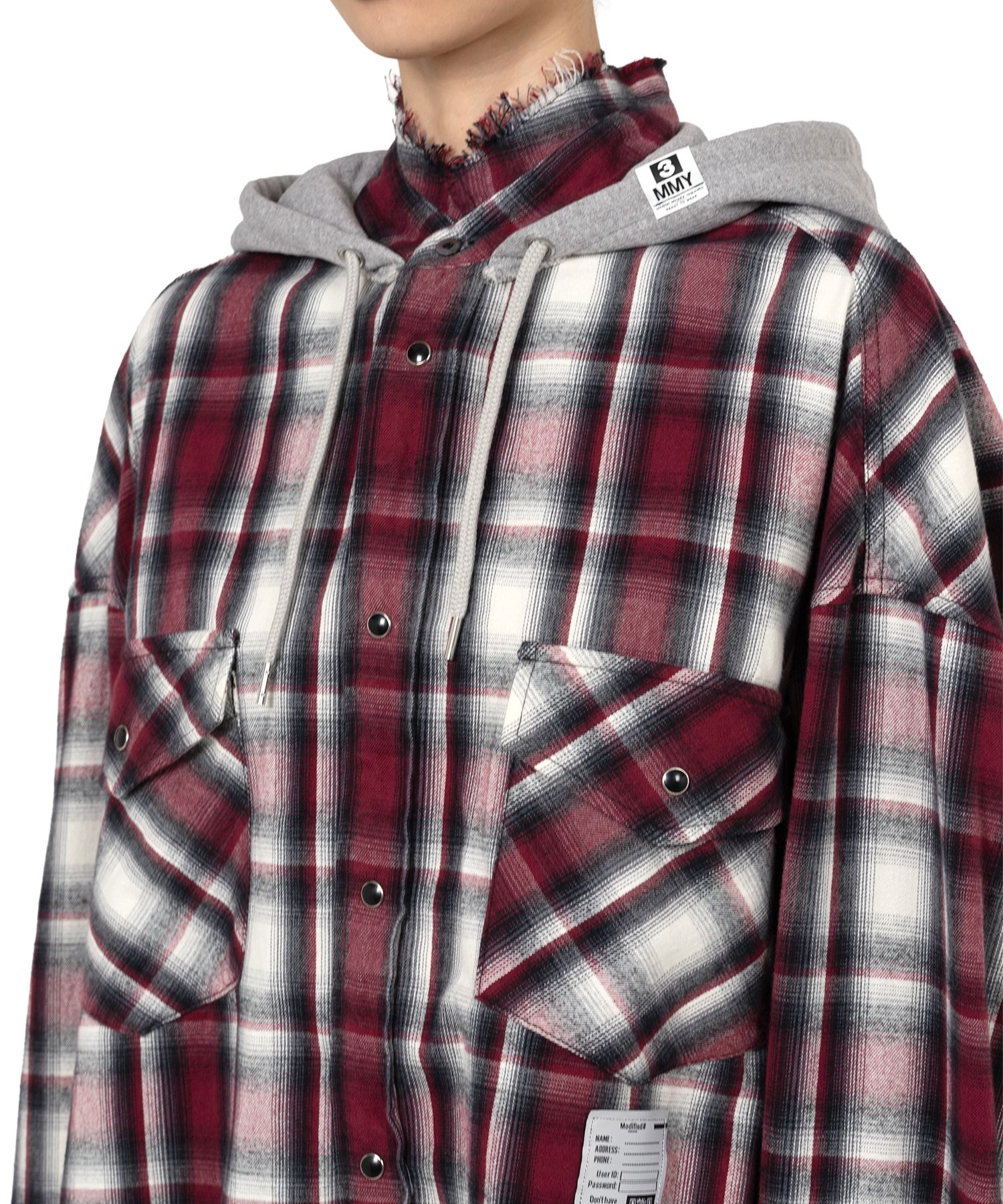 Hoodie Combine Checkered Shirt
