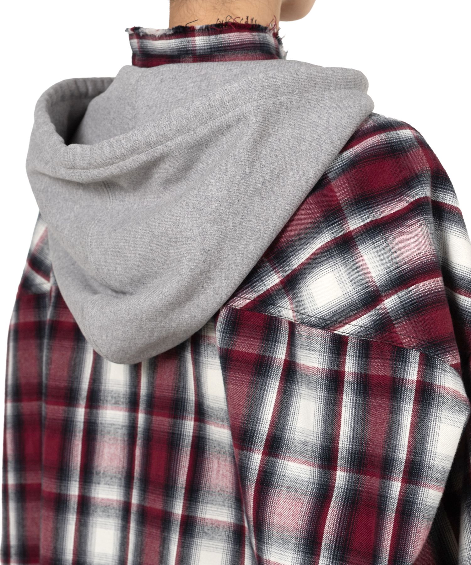 Hoodie Combine Checkered Shirt