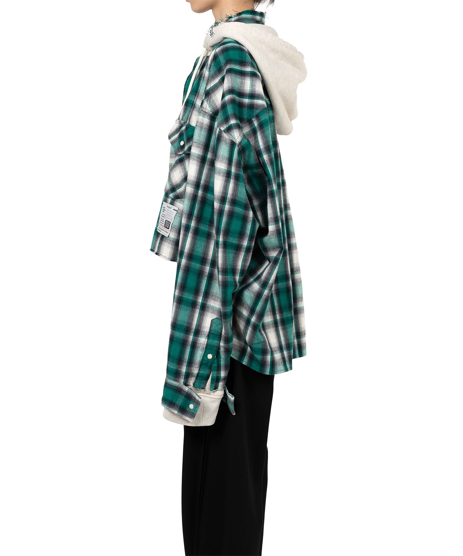 Hoodie Combine Checkered Shirt