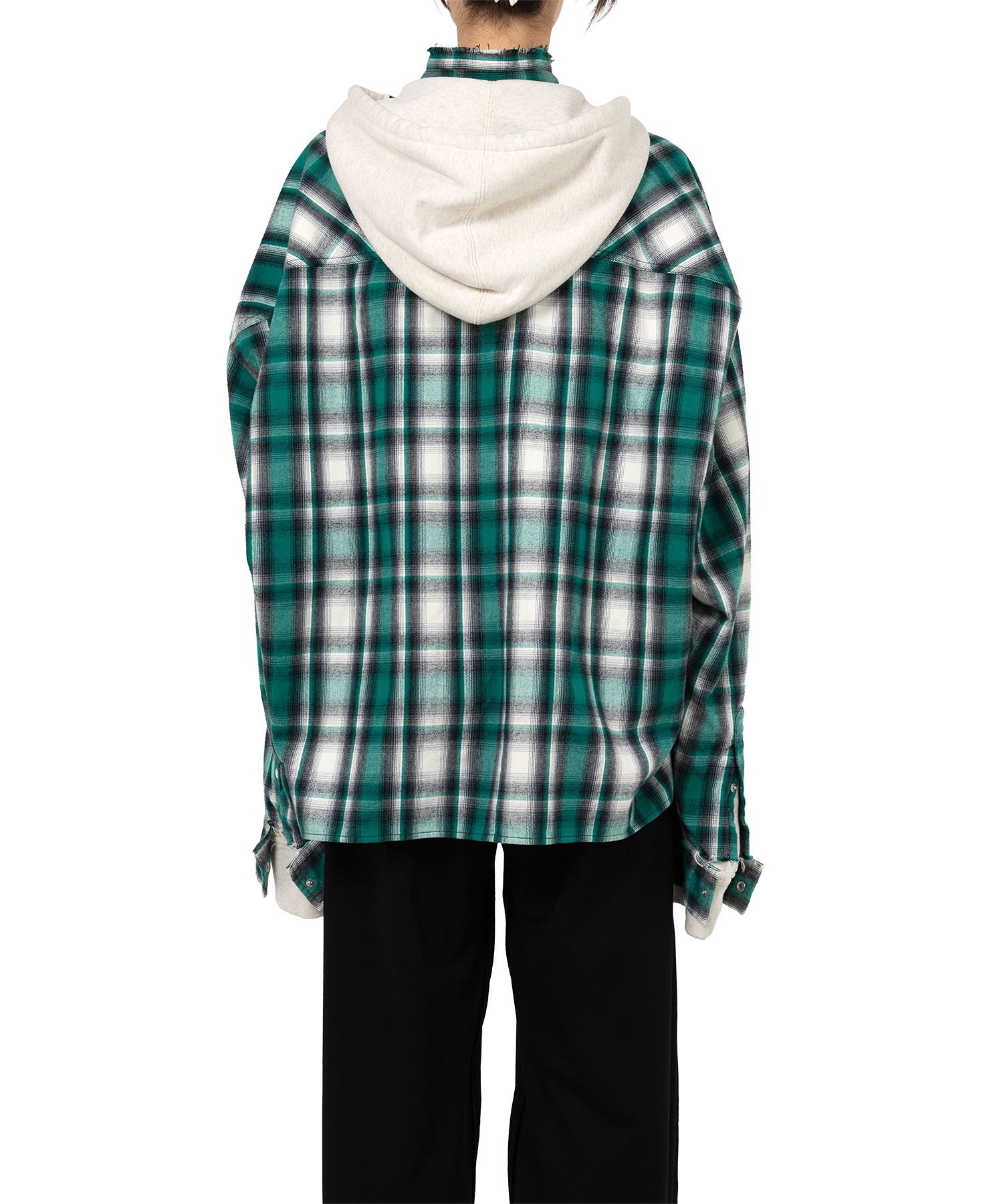 Hoodie Combine Checkered Shirt