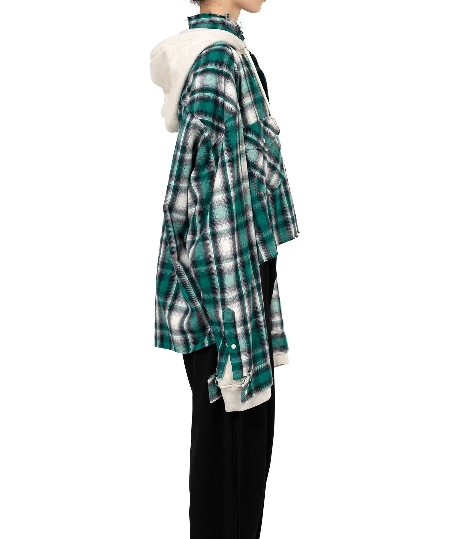 Hoodie Combine Checkered Shirt