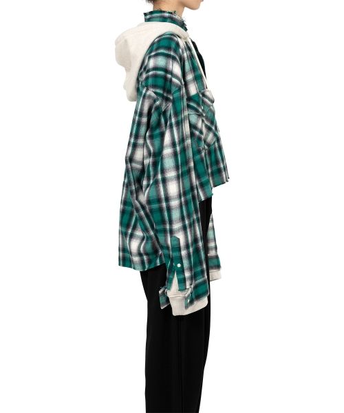 Hoodie Combine Checkered Shirt