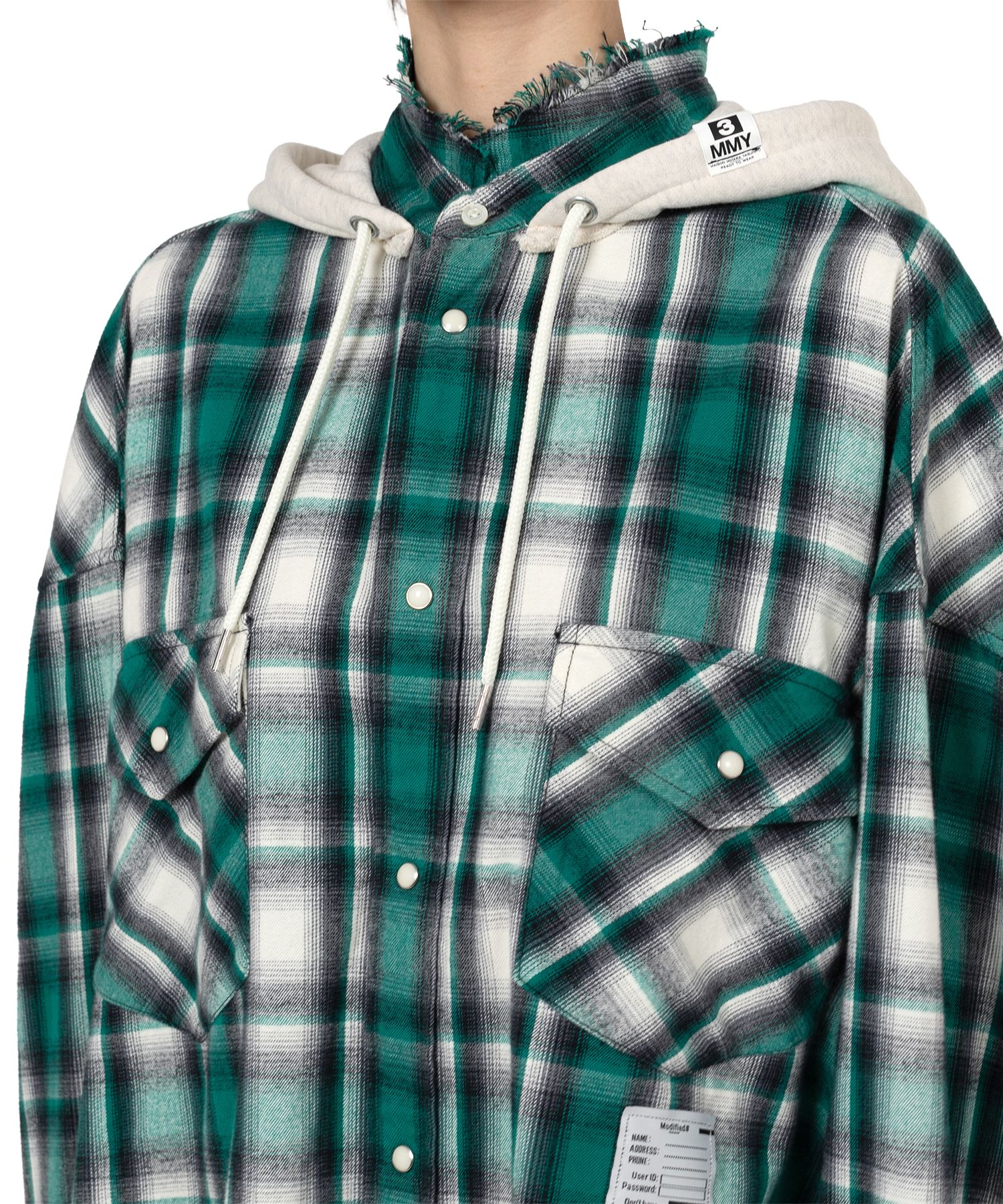 Hoodie Combine Checkered Shirt