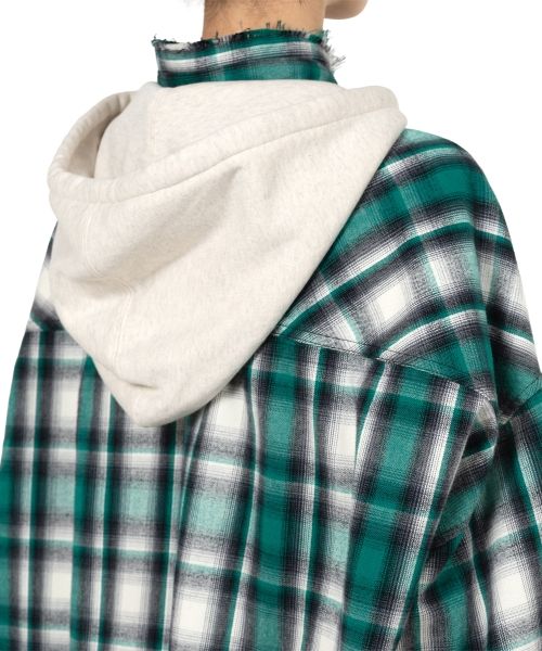 Hoodie Combine Checkered Shirt