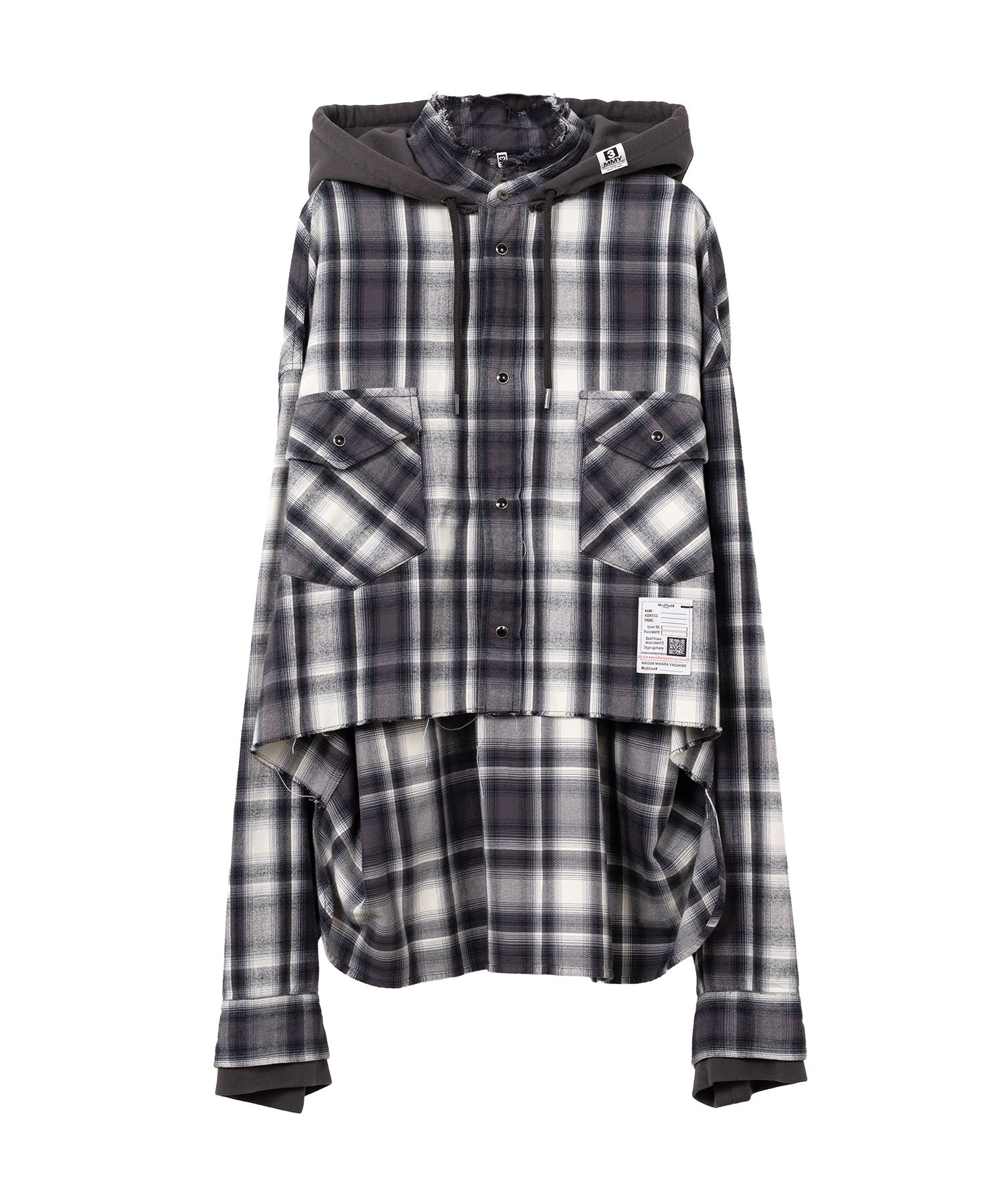 Hoodie Combine Checkered Shirt