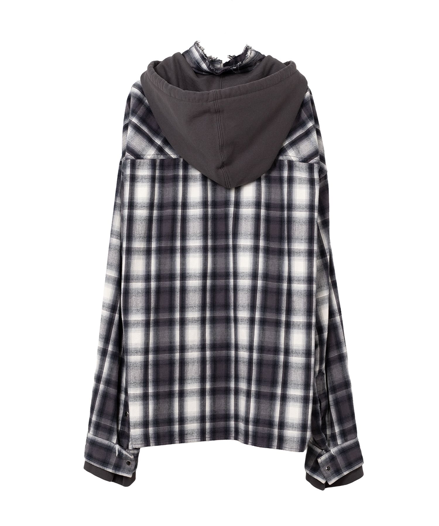 Hoodie Combine Checkered Shirt