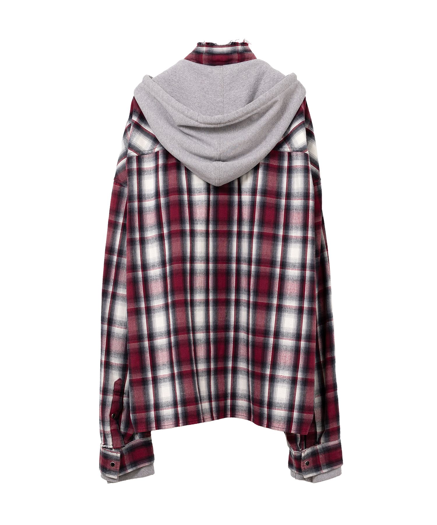 Hoodie Combine Checkered Shirt