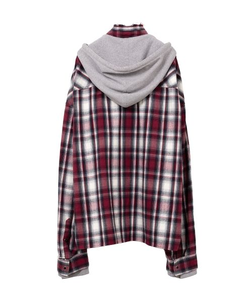 Hoodie Combine Checkered Shirt
