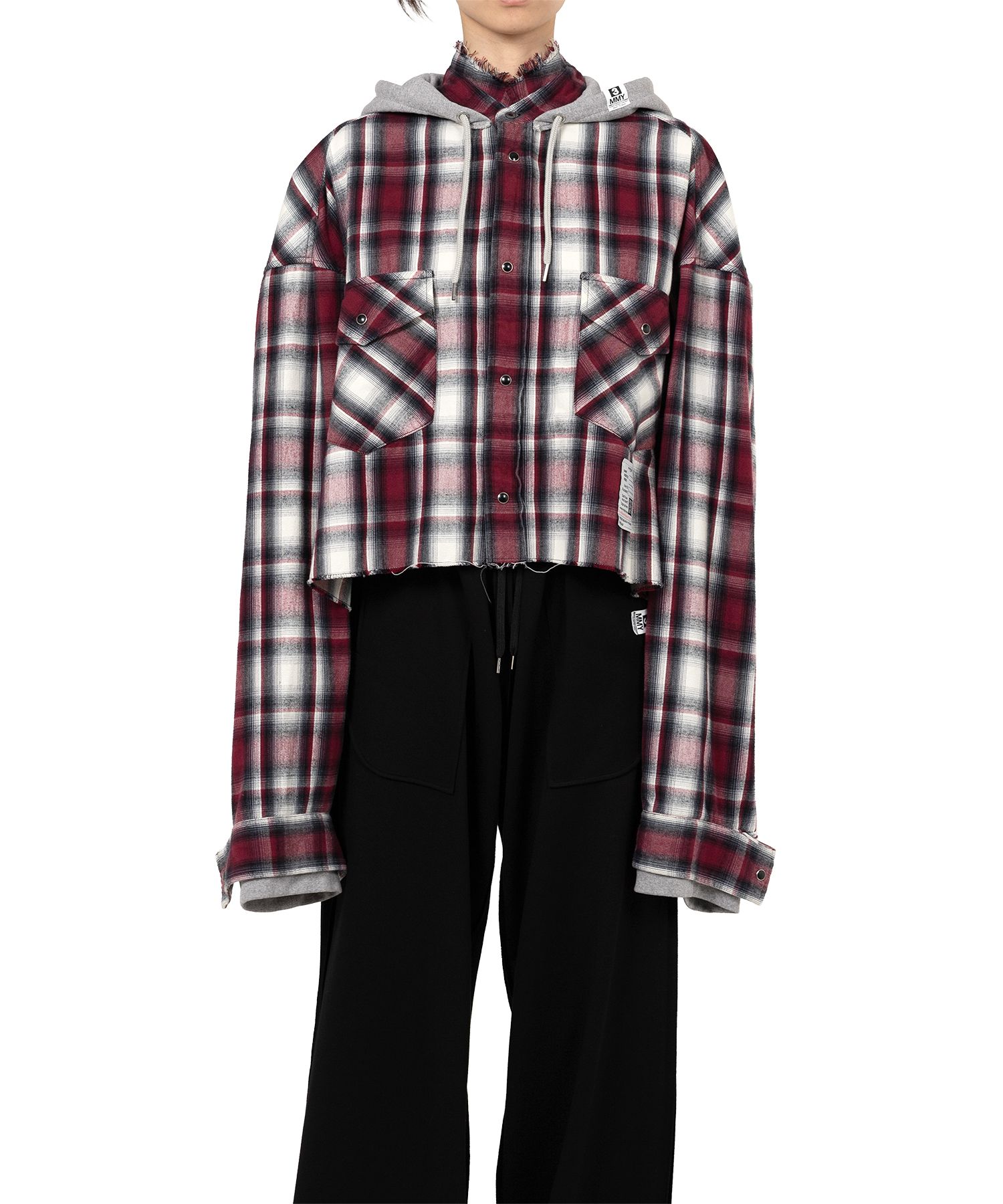 Hoodie Combine Checkered Shirt