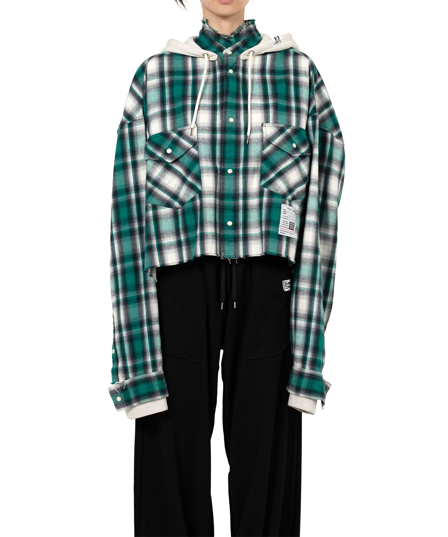 Hoodie Combine Checkered Shirt