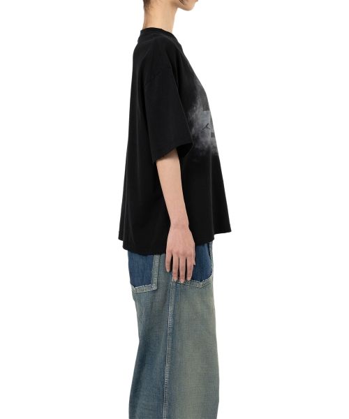 Happy Face Printed Distressed T-shirt