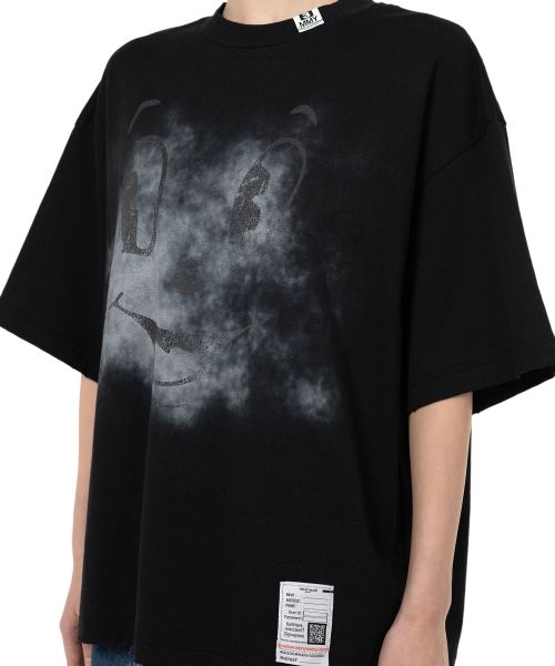 Happy Face Printed Distressed T-shirt