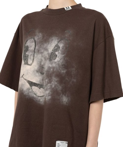 Happy Face Printed Distressed T-shirt