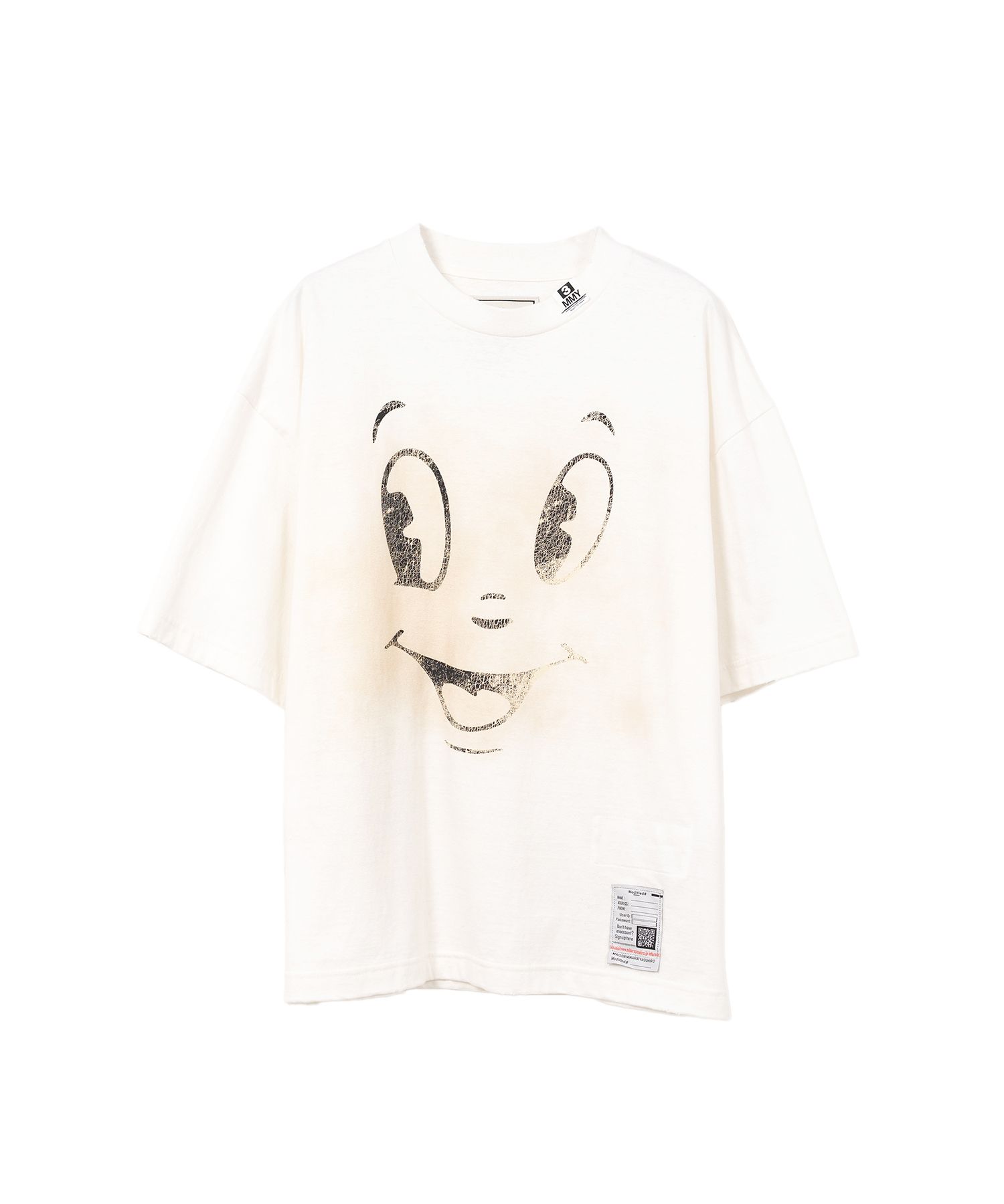 Happy Face Printed Distressed T-shirt
