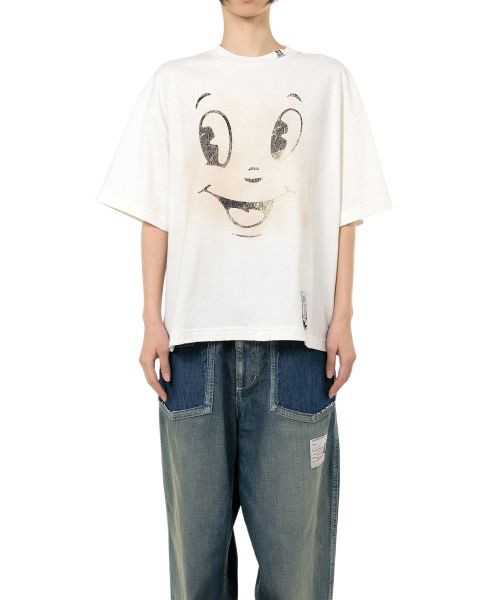 Happy Face Printed Distressed T-shirt