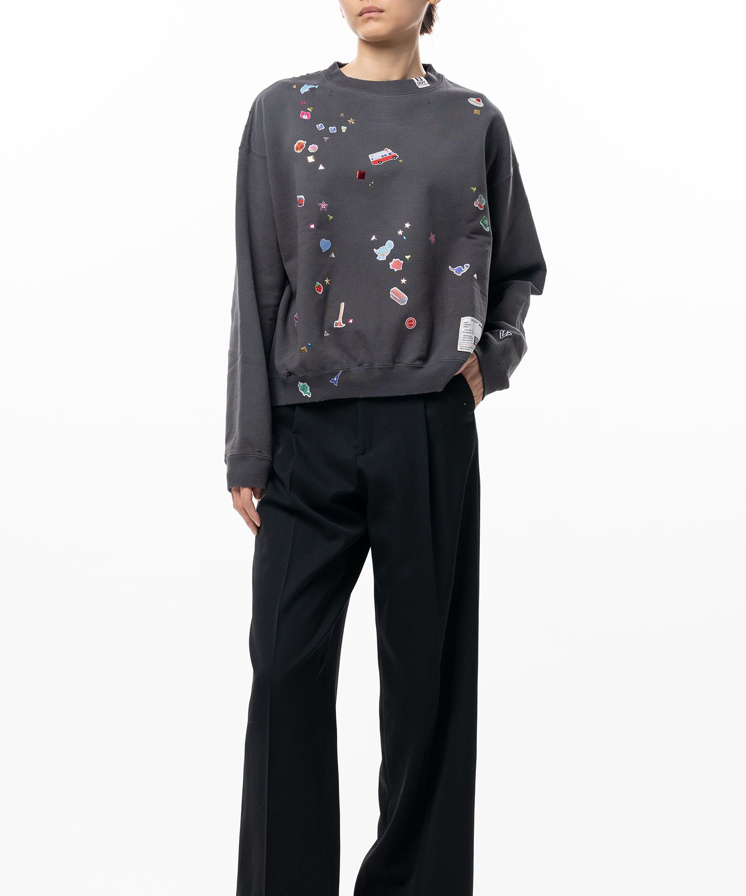 Kids Sticker Printed Sweatshirt