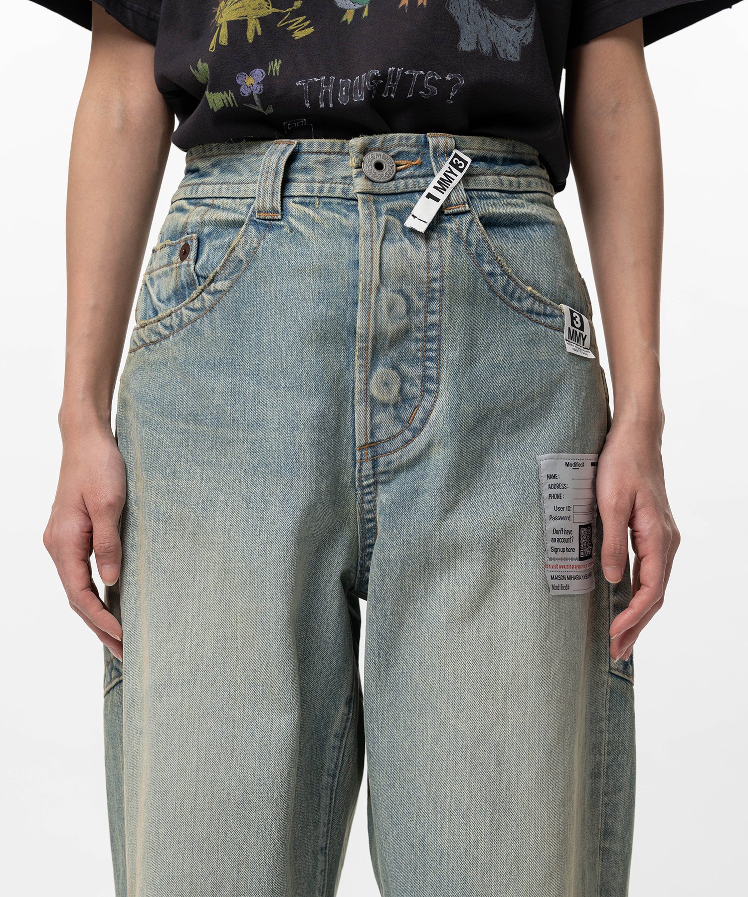 Amateur Sewn Like Wide Denim Pants