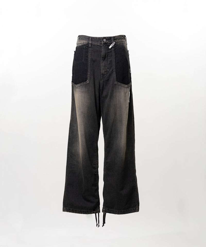 Cut-Out Pocket Denim Pants
