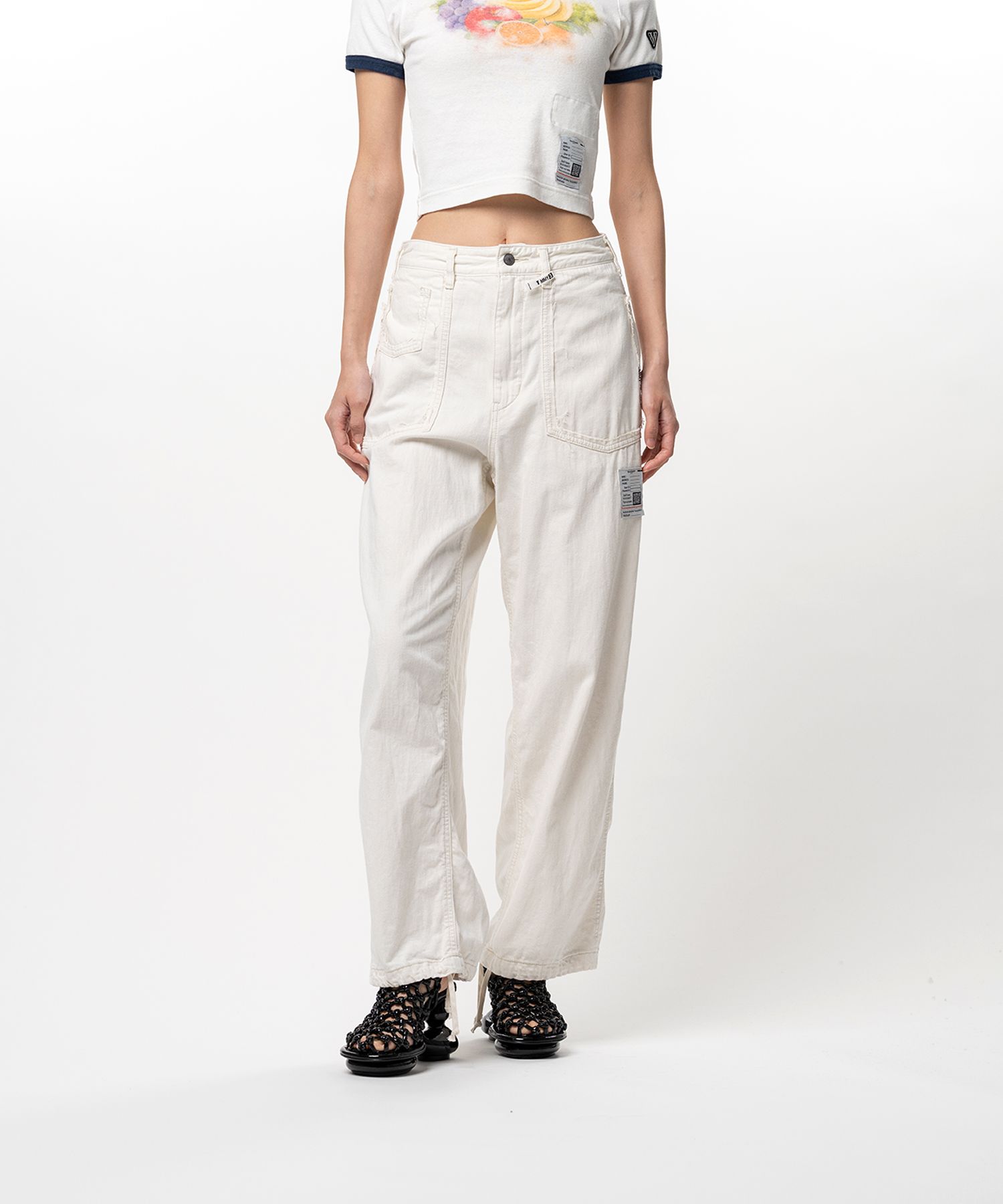 Cut-Out Pocket Denim Pants