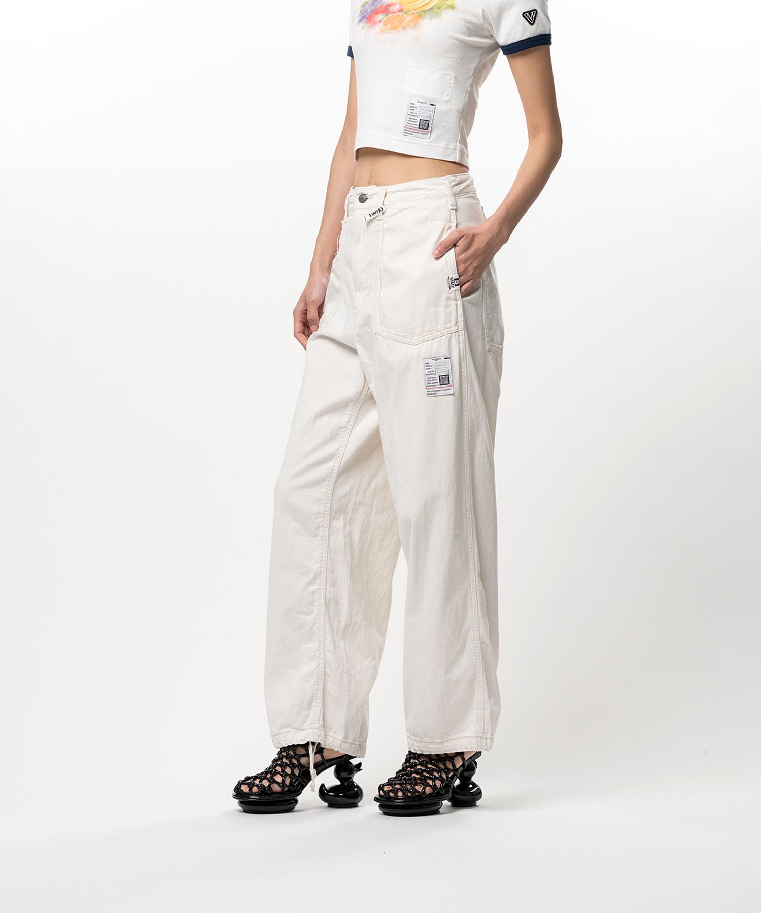 Cut-Out Pocket Denim Pants