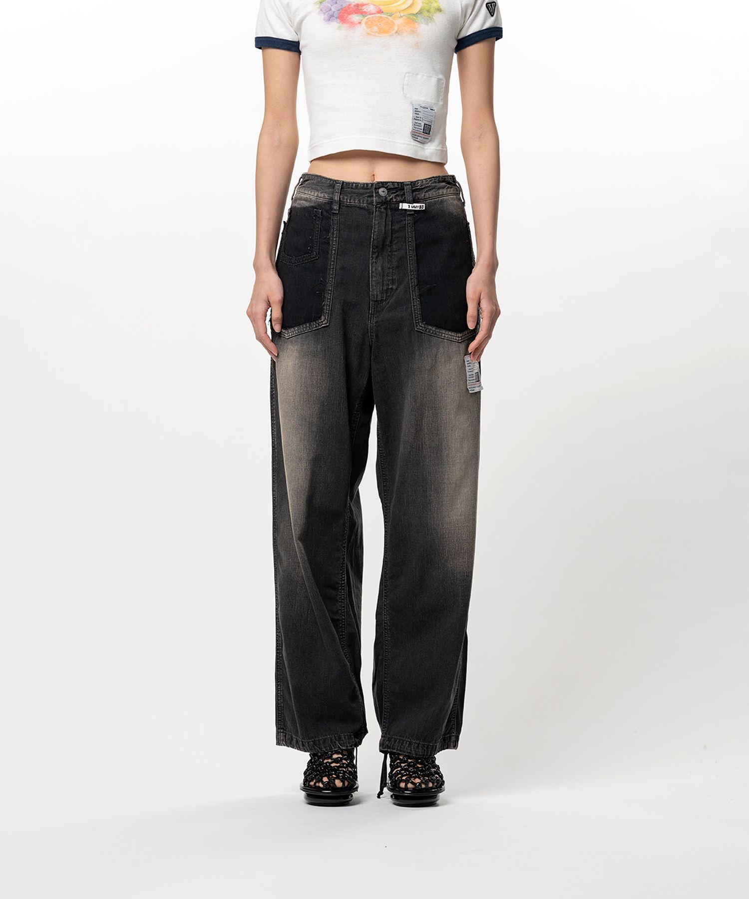 Cut-Out Pocket Denim Pants