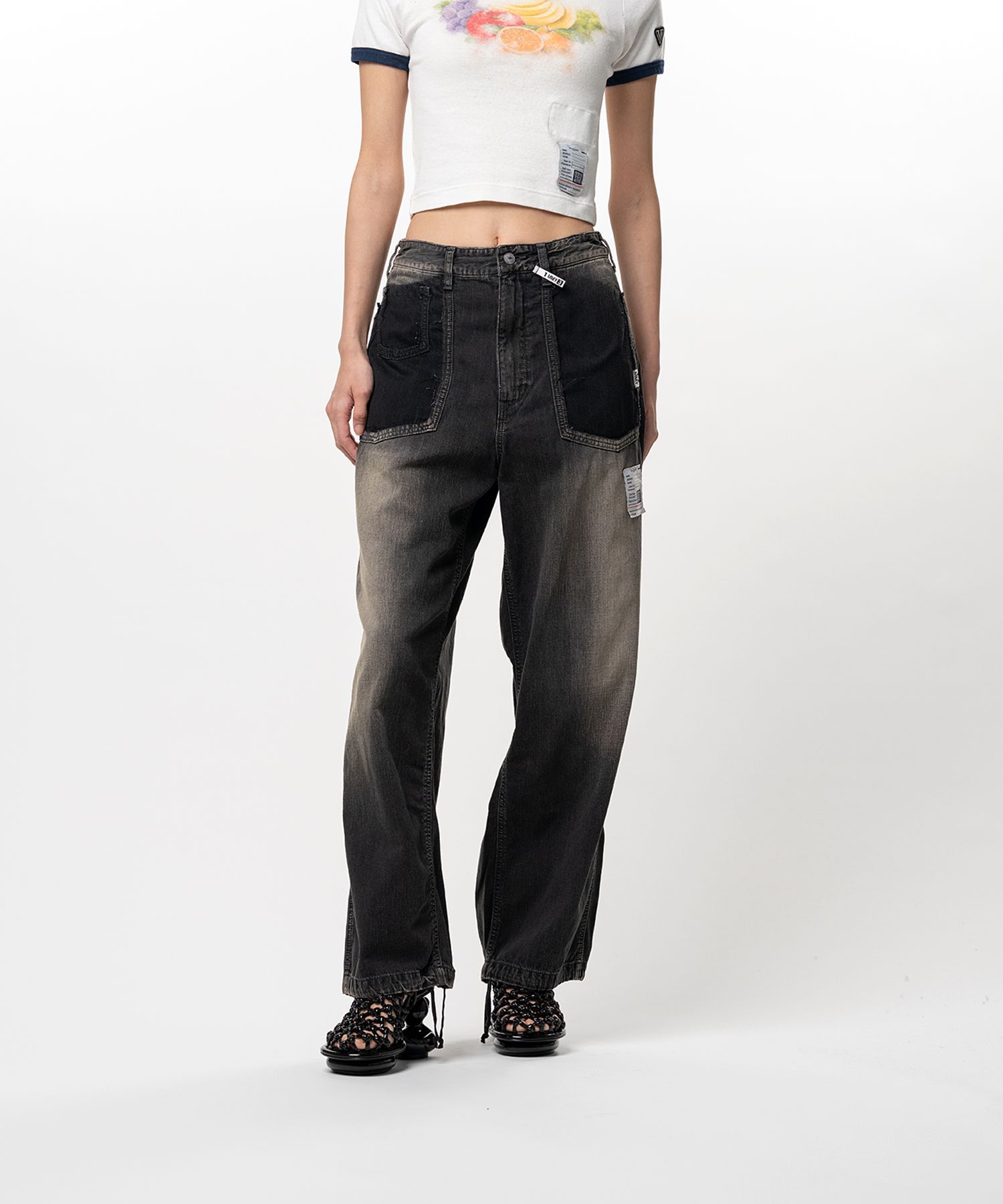 Cut-Out Pocket Denim Pants