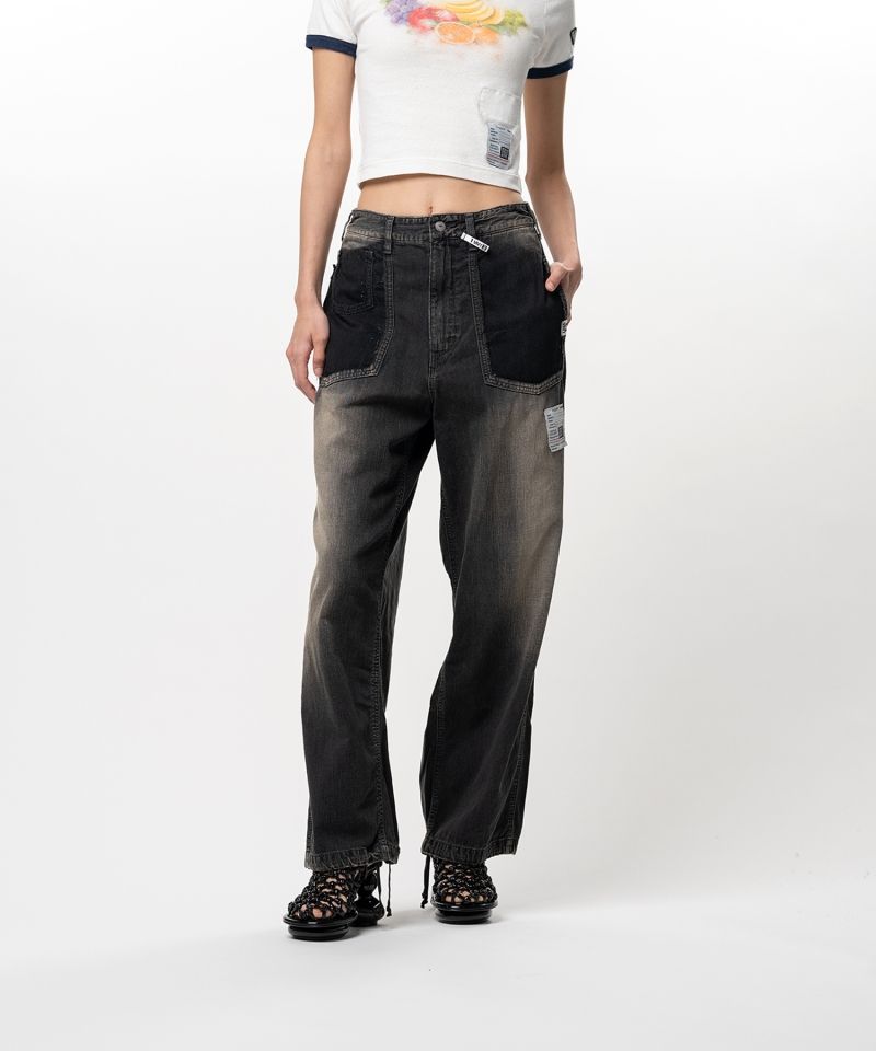 Cut-Out Pocket Denim Pants