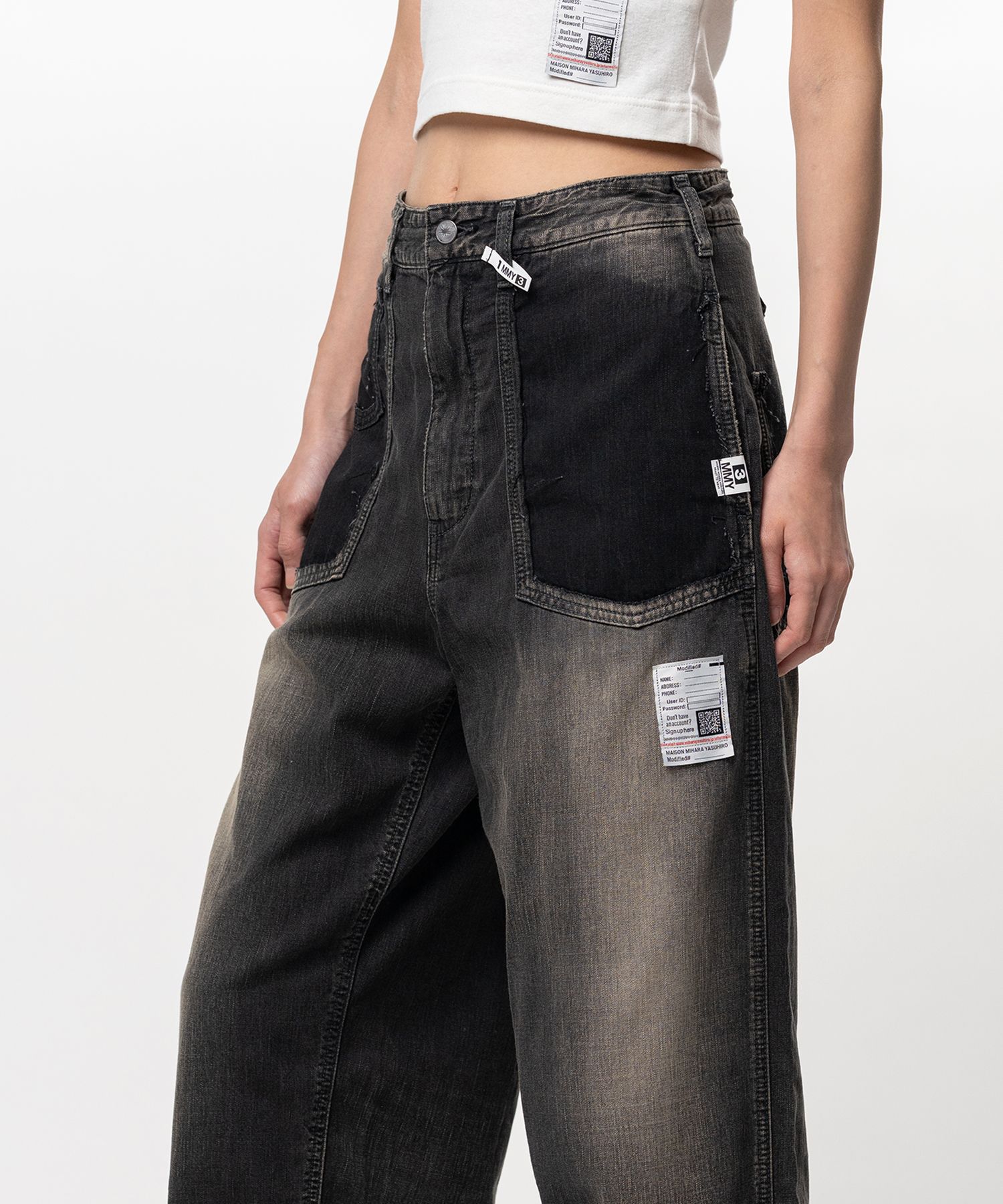 Cut-Out Pocket Denim Pants