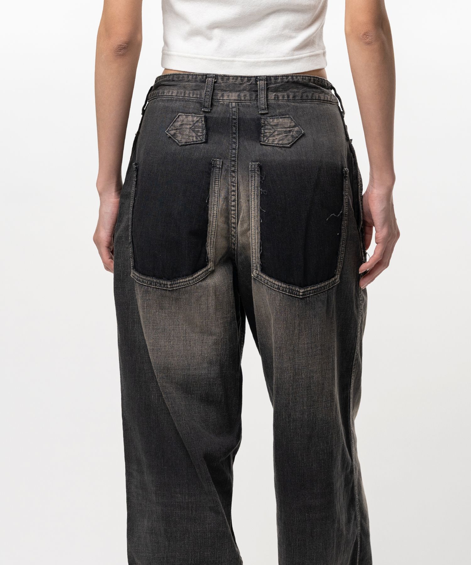 Cut-Out Pocket Denim Pants