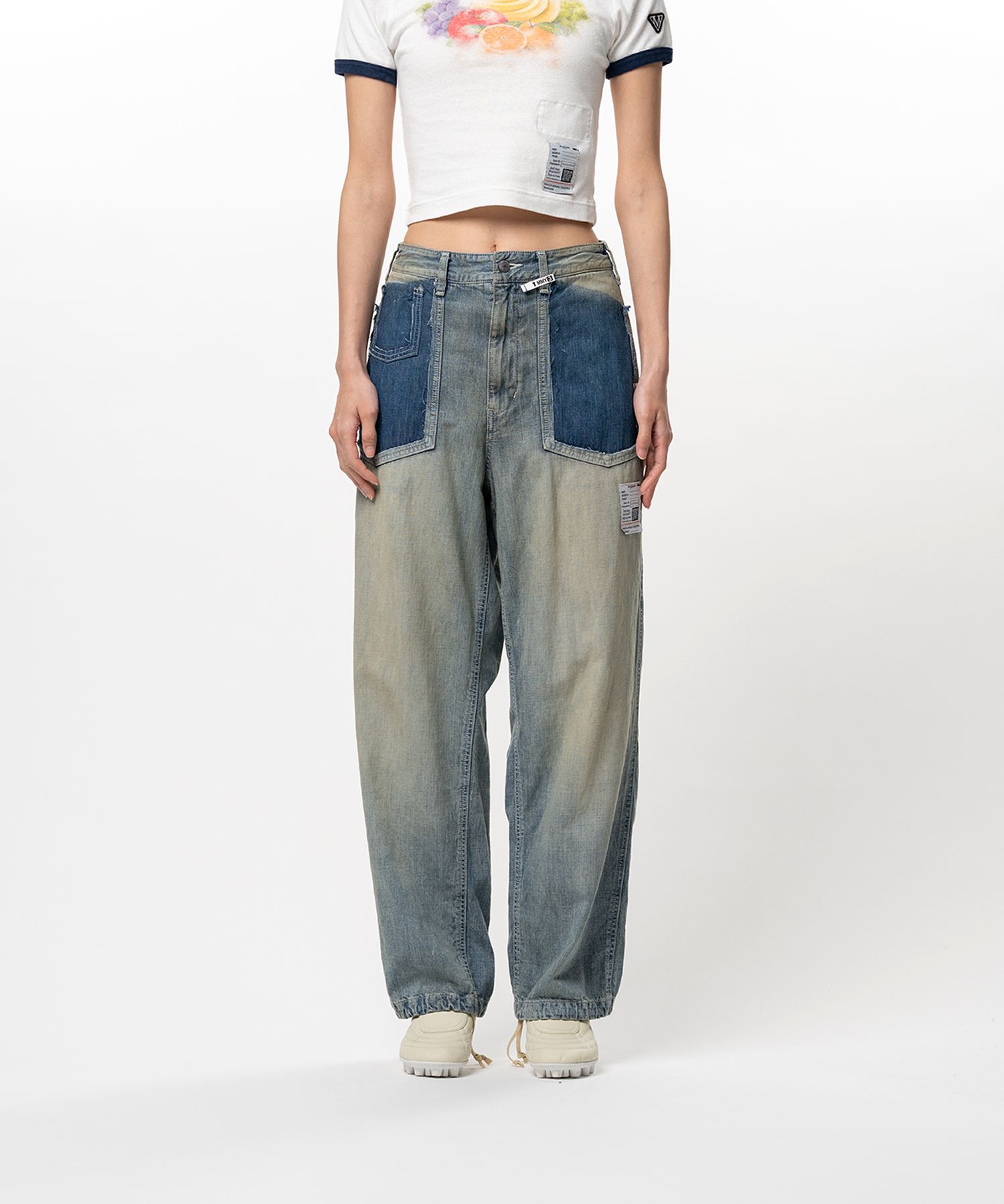 Cut-Out Pocket Denim Pants
