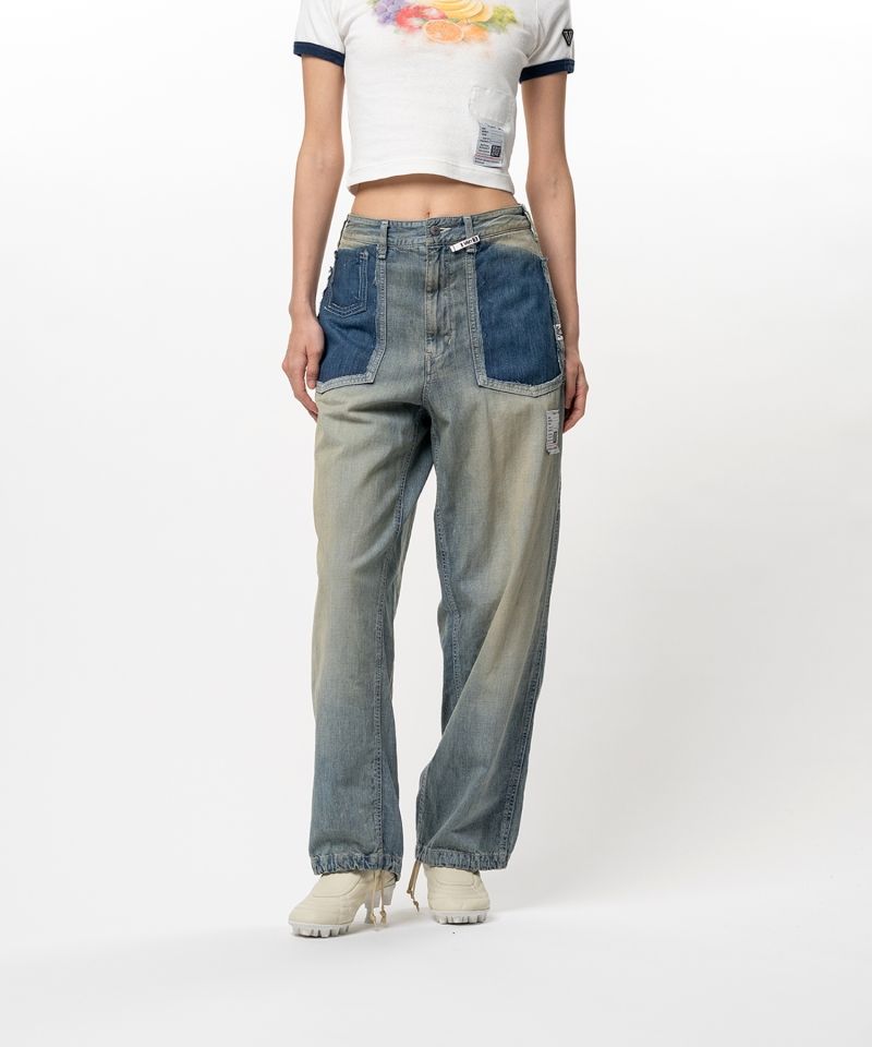 Cut-Out Pocket Denim Pants