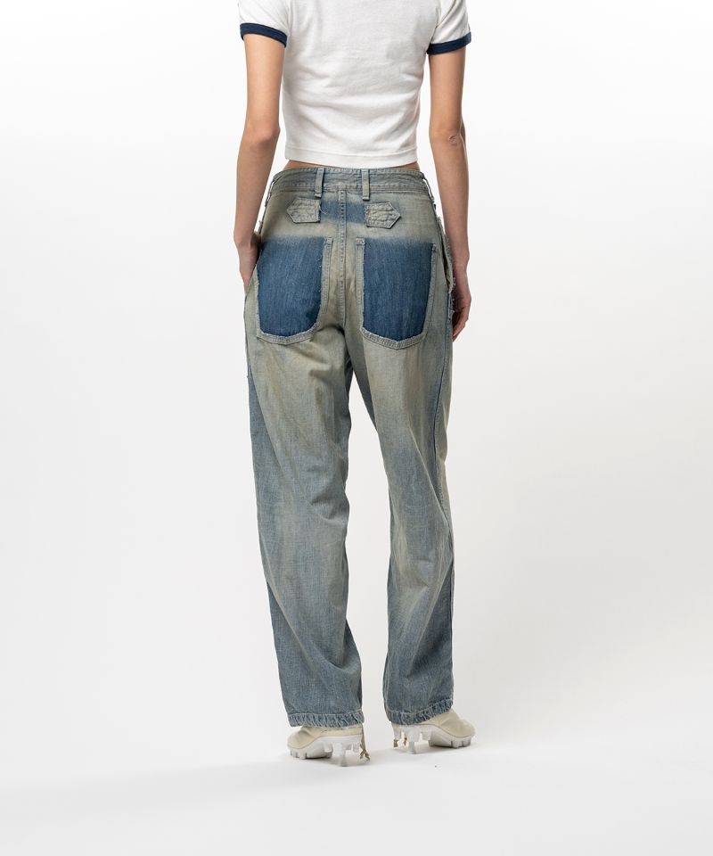 Cut-Out Pocket Denim Pants