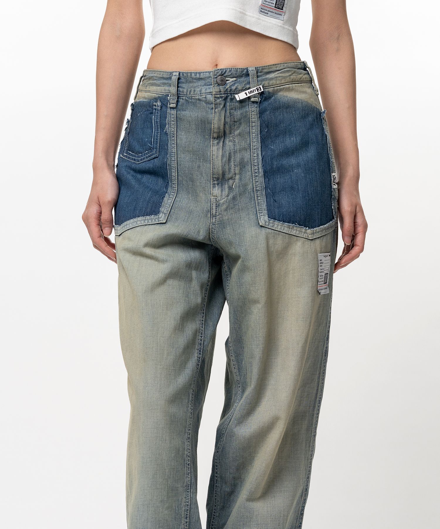 Cut-Out Pocket Denim Pants