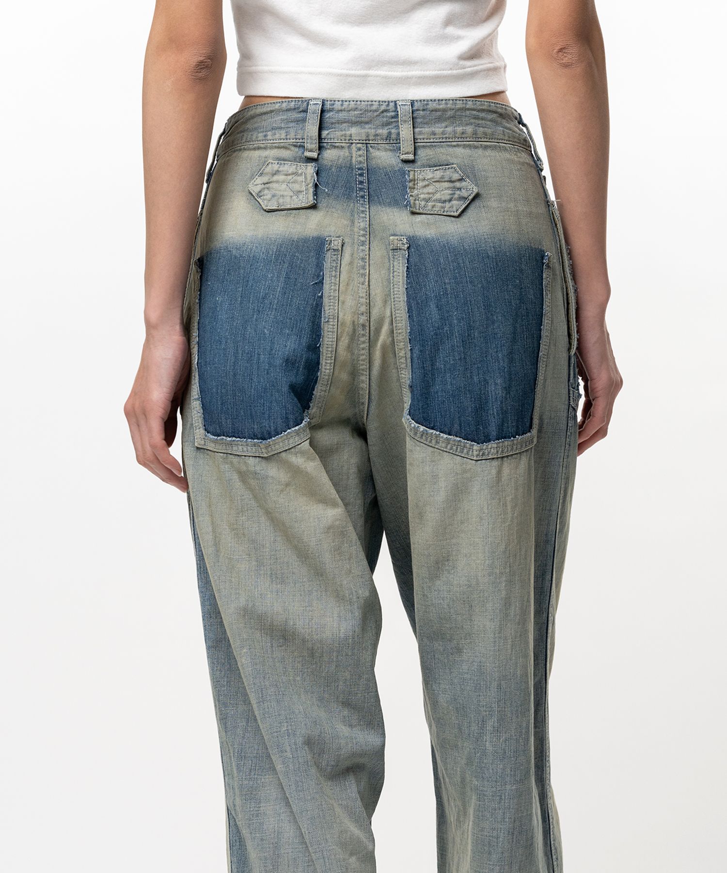 Cut-Out Pocket Denim Pants