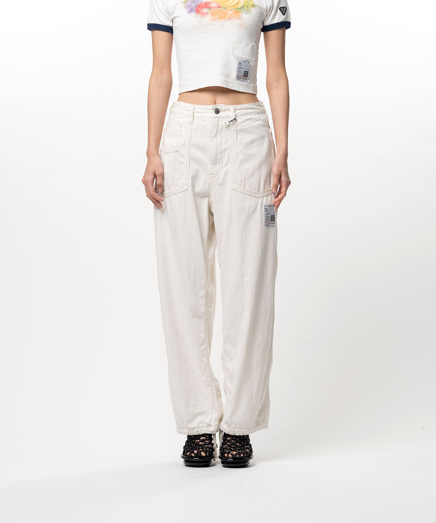 Cut-Out Pocket Denim Pants