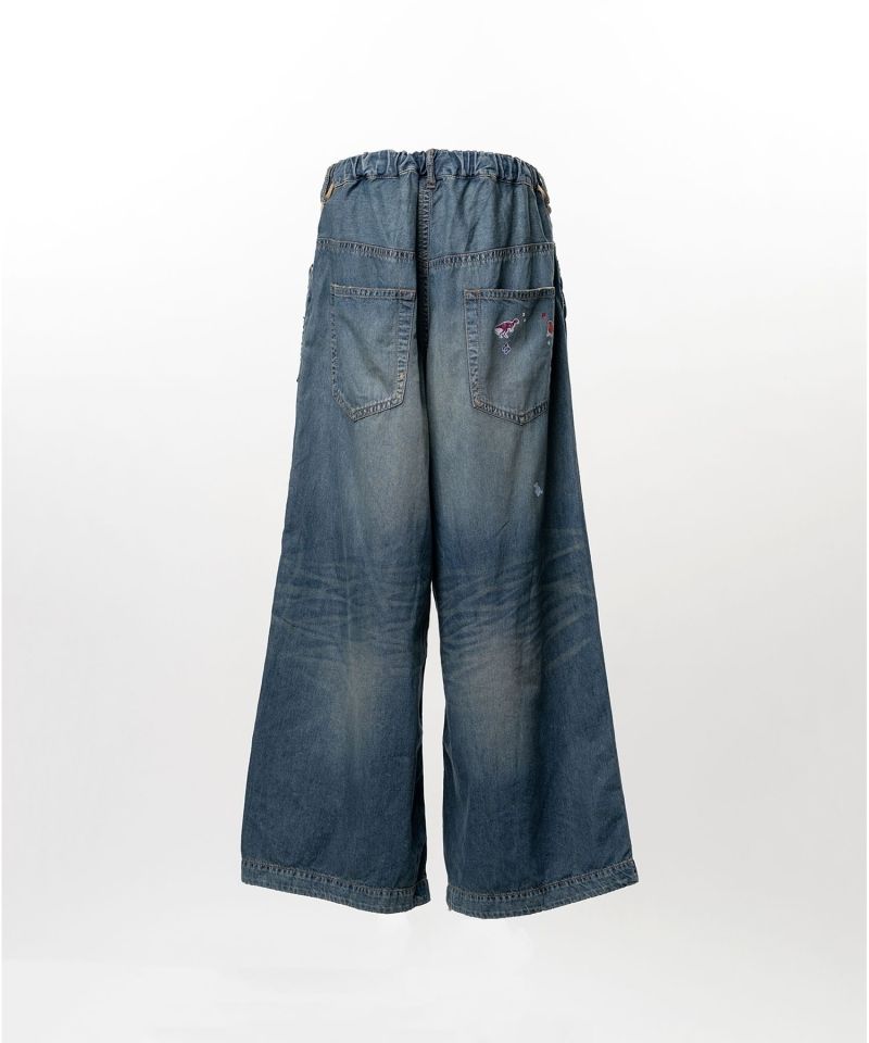 Kids Sticker Printed Wide Denim Pants