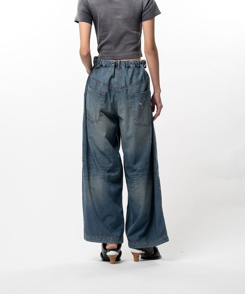 Kids Sticker Printed Wide Denim Pants