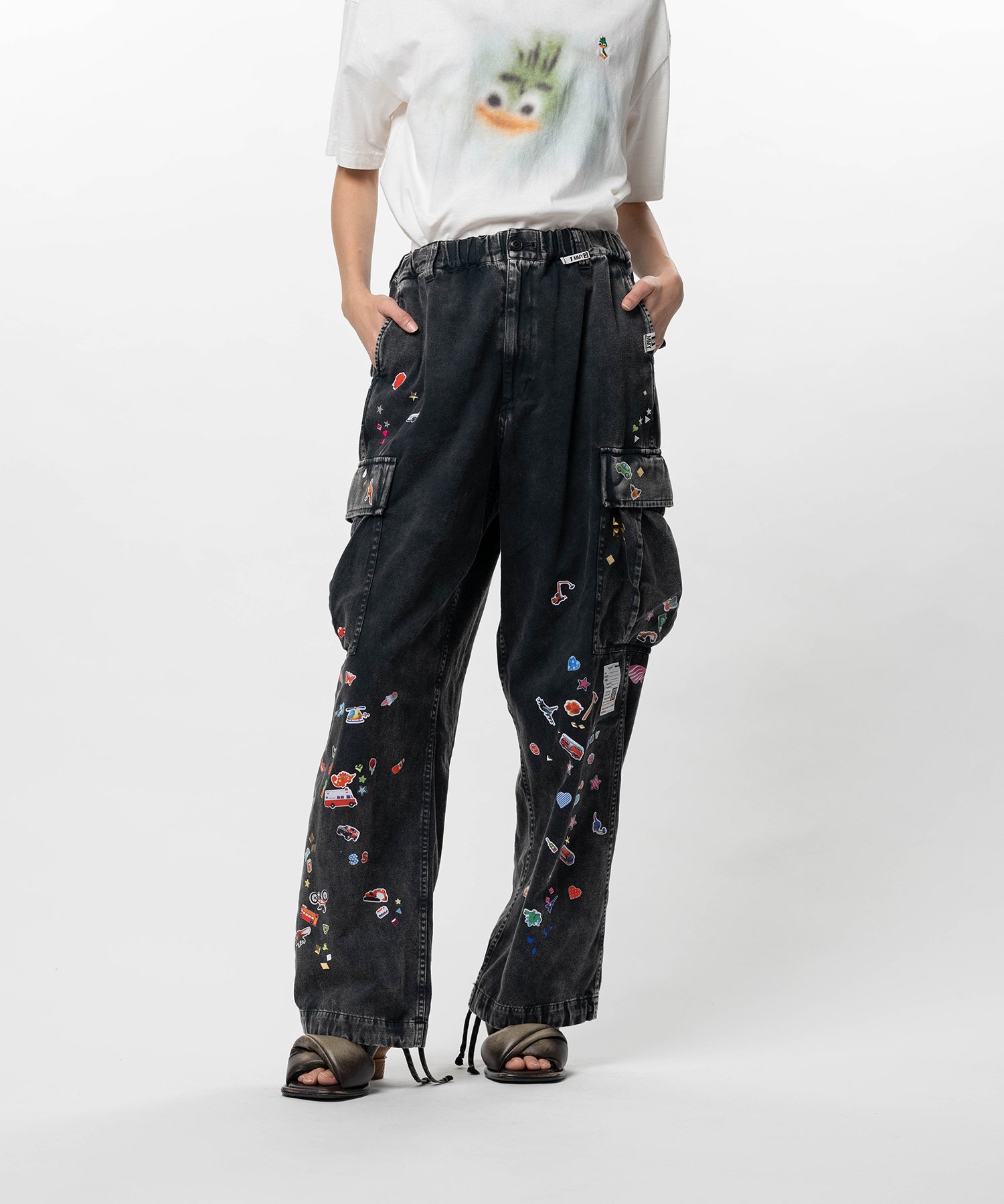 Kids Sticker Printed Military Pants